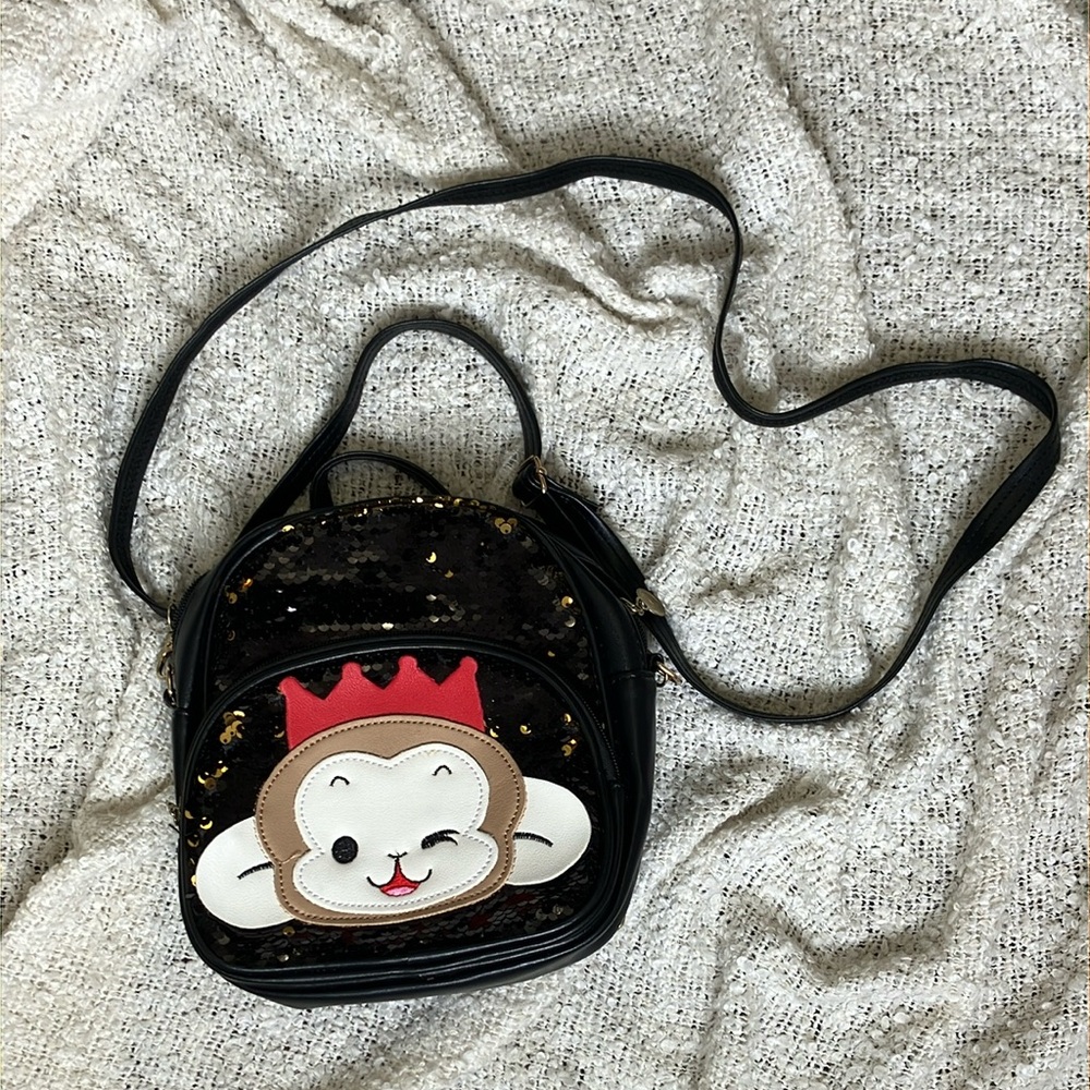 Cute Monkey Sequin Mini Backpack